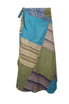 Wrap Around Skirts Cotton Blue, Green Patchwork Boho Maxi skirt One size