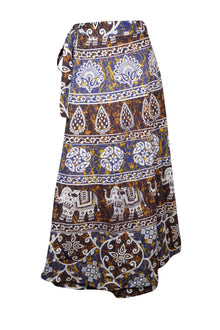  Printed Indian wrap Skirts, Floral Wrap around Brown, Blue Travel Skirt One size