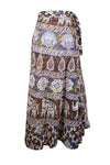 Printed Indian wrap Skirts, Floral Wrap around Brown, Blue Travel Skirt One size