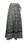 Womens Green Hippie Wrap Around Maxi Skirt, Long Cotton Skirts One size