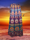 Woman Hippie Wrap Skirt, Purple Printed Cotton Wrap Around Maxi Skirts One Size