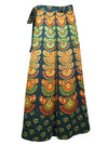 Printed wrap Skirts, Jaipuri Wrap around Green Peacock Maxi Cotton Skirt One size