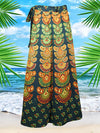 Printed wrap Skirts, Jaipuri Wrap around Green Peacock Maxi Cotton Skirt One size