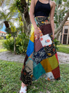 "Women's Wrap Skirt – Brown, Multicolour  Floral Cotton Patchwork Design "Skirt One-Size