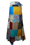 Women's Wrap Skirt – Colorful Floral Cotton Patchwork Long Skirt One-Size