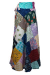 Women's Wrap Skirt Blue Multicolour Floral Cotton Patchwork Design Skirt One-Size