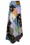 Women's Wrap Skirt – Black, Purple Floral Cotton Patchwork Boho Long Skirt One-Size