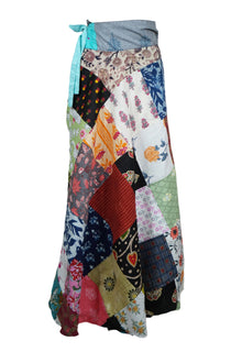  Boho-Chic Cotton Wrap Skirt Multicolor Floral Patchwork One-Size