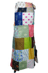 Women Blue Multicolor Floral Patchwork Cotton Wrap Skirt Boho-Chic Onesize