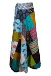 Multicolor Floral Patchwork Cotton Wrap Skirt Women's Boho Skirt Onesize