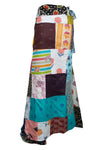 Multicolor Floral Patchwork Cotton Wrap Skirt Women's Boho Skirt Onesize