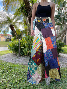  "Bohemian Mixed Colors Floral Patchwork Cotton Long Wrap Skirt – Stylish Women's Wear One Size