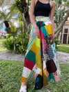 "Bohemian Mixed Colors Floral Patchwork Cotton Long Wrap Skirt – Stylish Skirt One Size