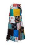 Sunshine Mixed Pattern Patchwork Wrap Around Skirt with Dori