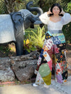 Black Floral  Patchwork Hippie Wrap Long Skirt in Cotton for Summer