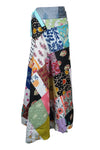 Black Floral  Patchwork Hippie Wrap Long Skirt in Cotton for Summer