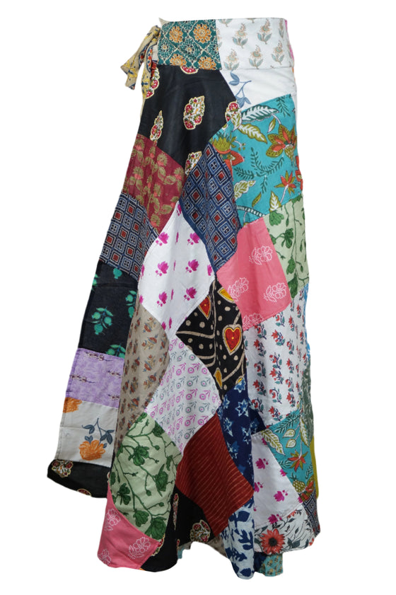 Sunshine Wrapskirt Floral Cotton Wrap Around Skirt Patchwork Design