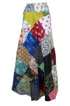 Hippie Skirt Multicolored Cotton Patchwork Long Wrap Around Skirt