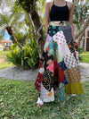 Black Floral Patchwork Hippie Wrap Around Skirt Bohemian Gypsy Look