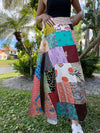 Boho Chic Hippie Skirt Multicolour Floral Patchwork Cotton Long Wrap Skirt