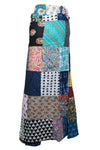 Boho Summer Navy Blue Floral Patchwork Skirt Beach Cover Up