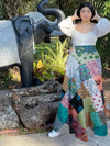 Women Long Length Skirt for Summer in Sapphire Blue Patchwork Beach Cover Up