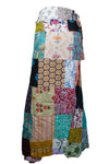 Women Long Length Skirt for Summer in Sapphire Blue Patchwork Beach Cover Up