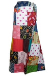 Women Long Length Skirt for Summer in Colorful Patchwork in Red Cotton