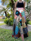 Boho Chic Black Floral Patchwork Cotton Hippie Skirt – Beach Cover-Up