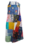 Azure Boho Patchwork Floral Wrap Skirt – Playful Free-Spirited Beach Style