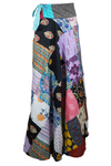 Midnight Black Boho Floral Wrap Skirt – Effortless Chic for Free-Spirited Beach Vibes