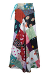 Bold Red Boho Patchwork Skirt – Unique Floral Cotton Charm for Summer Days