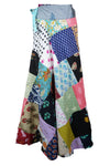 Vibrant Blue Boho Patchwork Skirt – A Floral Cotton Dream for Breezy Summer Days