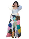 Light Pink Boho Patchwork Floral Wrap Skirt – Vibrant Free-Spirited Beach Style