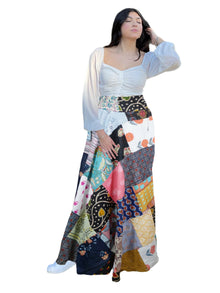  Black Multi Boho Floral Wrap Skirt – Timeless Chic for Free-Spirited Beach Vibes