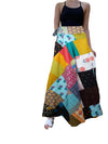 Vibrant Blue Patchwork Wrap Skirt Free-Spirited Floral Charm Beach Skirts One Size