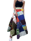 Women Long Skirt for Summer in Multicolor Red Patchwork Beach Cover Up