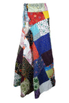 Women Long Skirt for Summer in Multicolor Red Patchwork Beach Cover Up