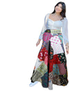 Vibrant Multicolor Red Patchwork Long Skirt – Boho Chic Summer Beach Cover-Up