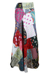 Vibrant Multicolor Red Patchwork Long Skirt – Boho Chic Summer Beach Cover-Up