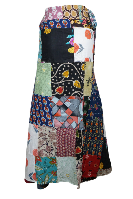 Vibrant Multicolor Red Patchwork Long Skirt – Boho Chic Summer Beach Cover-Up