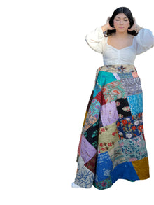  Cerulean Blue Multi Boho Floral Wrap Skirt – Effortless Elegance for Summer Vibes