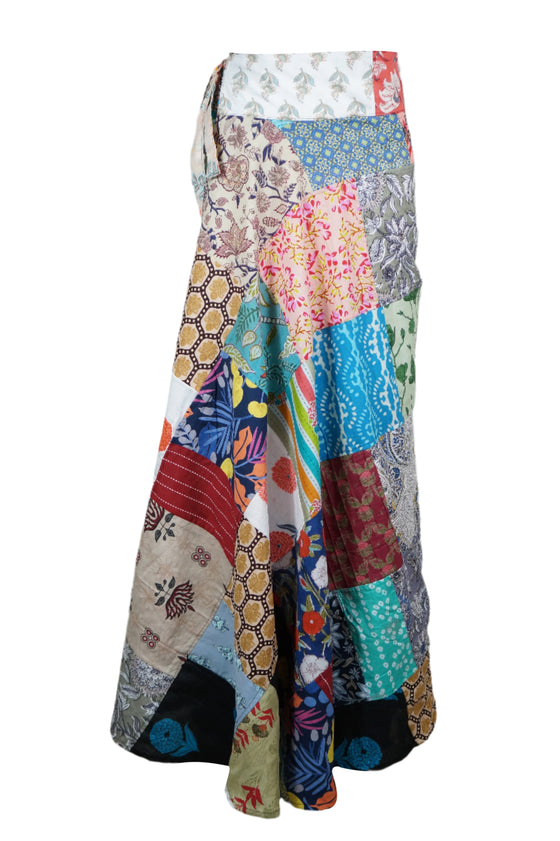 Boho Gray Multi Floral Wrap Skirt – Breezy Chic for Free-Spirited Summer Style