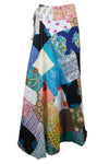 Boho Blue Multi-Floral Wrap Skirt – Lightweight Beach Cover-Up for Radiant Days