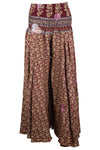 Women Handmade Bohemian Wide-Leg Pants in Deep Maroon – Flowy & Elegant