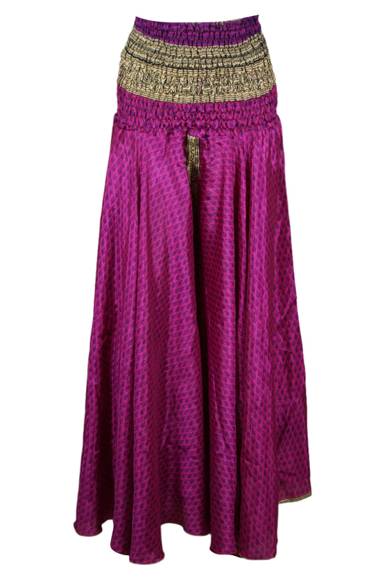 Handmade Bohemian Silk Palazzo Pants in Magenta Pink – Flowy & Chic