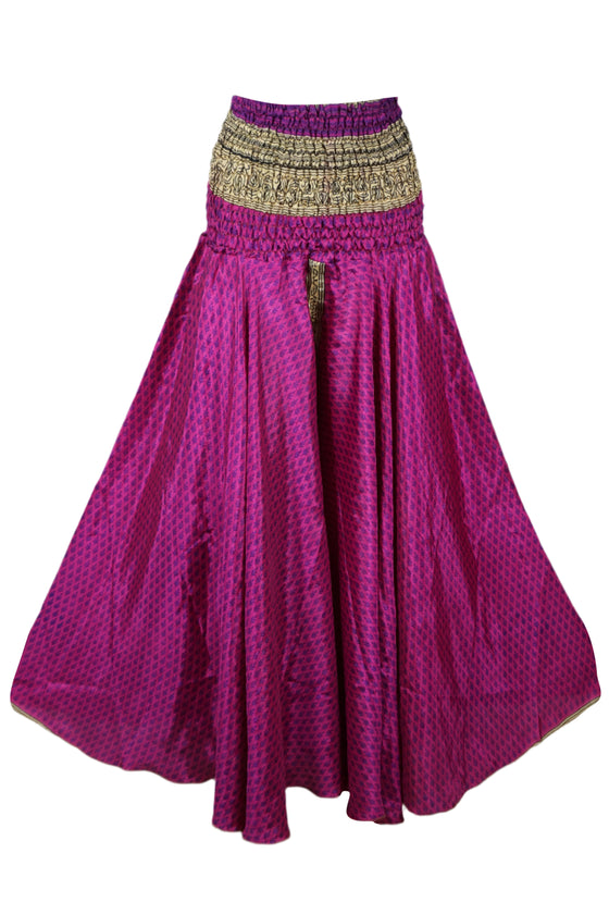 Handmade Bohemian Silk Palazzo Pants in Magenta Pink – Flowy & Chic