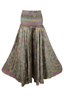  Handmade Bohemian Silk Wide-Leg Pants in Purple and Green – Elegant & Comfortable