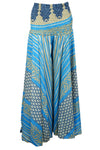 Boho Chic Handmade Wide Leg Palazzo Pants Cerulean Blue, Flowy & Comfortable