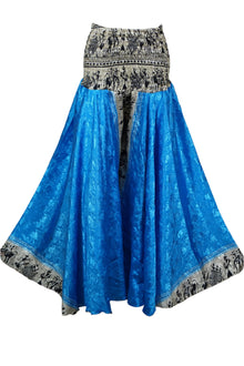  Boho Chic Handmade Wide Leg Palazzo Pants Bright Blue, Flowy & Comfortable